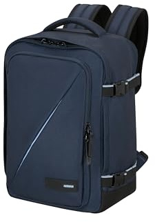 American Tourister Take2Cabin - Borsa da cabina Ryanair 25 x 20 x 40 cm, 24 L, 0,50 kg, Bagaglio a mano, Zaino aereo S Underseat, Blu (Dark Navy)