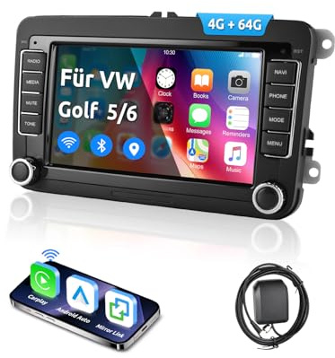 ESSGOO 4+64G Wireless CarPlay Androidd Auto Autoradio Für VW Caddy Golf MK5 6 Polo Passat Seat RCD330,Android 14 2 Din Bluetooth Radio mit 7 Zoll Touchscereen FM RDS GPS WiFi Navi