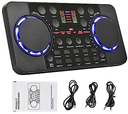 YQVEOT Ensemble d'équipements de Podcast, V300 Pro Carte Son en Direct Streaming 10 Effets sonores 4.0 mélangeur d'interface Audio for DJ Musique Studio Enregistrement karaoké
