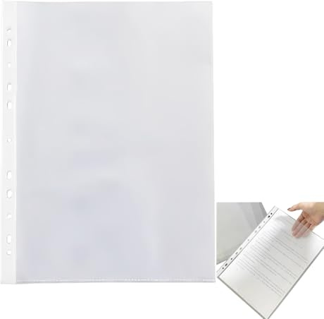 200 Piezas Fundas Plástico A4 Transparente, 11 Perforadas, Carpetas Transparentes de Plástico A4, Apertura Superior, para Archivar, Oficina Escolar, Organizar Documentos, Archivos y Carpeta