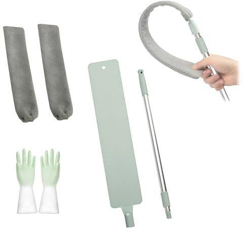 Duster for Cleaner Under Appliance, Feather Dusters for Cleaning Gap Dust Cleaner Retractable, Extendable Bendable Washable Cobweb Brush with 2 Microfiber Dusting Cloths for Under Furniture