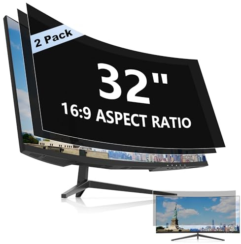 2-Pack 32 Inch Privacy Screen for Computer Monitor 16:9 Aspect Ratio, Anti Glare Blue Light Blocking Shield, Removable Eye Protector Filter - W x H: 27 7/8 x 15 11/16 (708mm x 398mm)