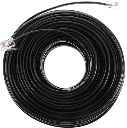 ELAYARD Cavo di Prolunga Telefonica PC Nero 20 Metri Fissa Antirumore per Telefono Fax e Modem Connessione Stabile e Facile Installazione per Casa e Ufficio
