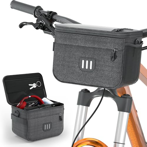 Alyoen 5L Fahrradkorb vorne Tasche, Wasserdichter Fahrradtasche Tasche mit ouchscreen Vorne Fahrradtasche und Abnehmbarem Schultergurt für Fahrrad und Elektrofahrräder
