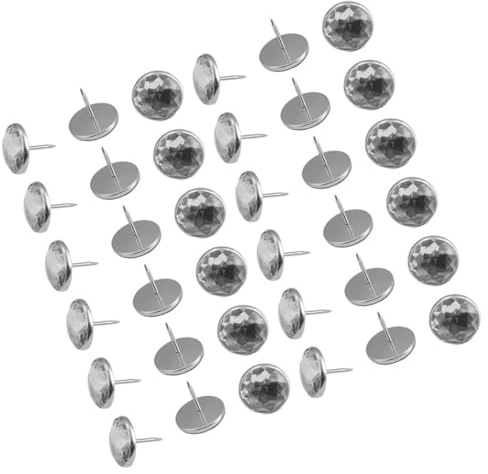 Hoement Punaises Décoratives pour Canapé 50 Pcs, Clous Tapissier Ronds 22,8 Mm en Acrylique Blanc Cristal Incrusté, Accessoires Meubles pour Décoration et Rénovation de Sofa