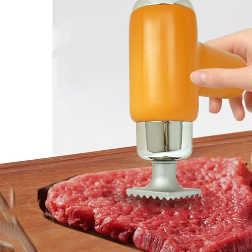 Ablandador eléctrico de carne, herramienta de mano de acero inoxidable, 6 niveles ajustables, martillo desmontable, diseño impermeable para carne de res, pollo, pepino, ajo