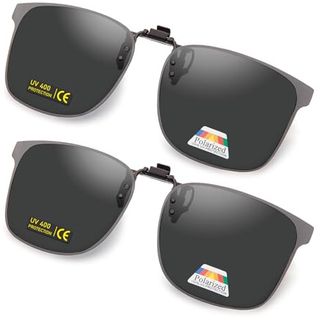 Epavouos polariserade Clip-On solglasögon UV400 anti-bländande glas laser kant design unisex, Svart svart, 47mm*62mm