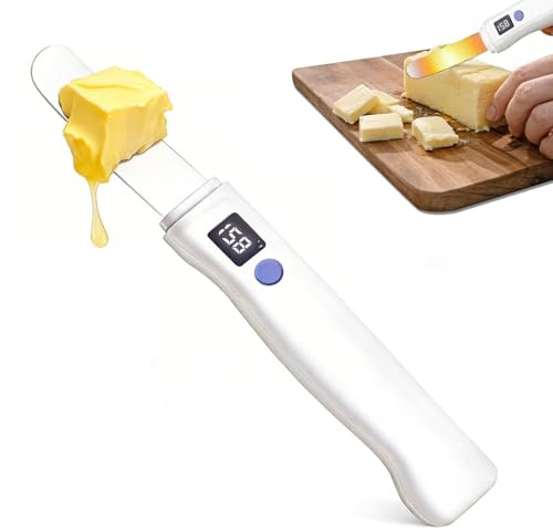 Heated Butter Knife, Electric Butter Spreader with 2 Temperature Settings (131°F & 158°F) & Digital LED Display, Stainless Steel Fast Heating Butter Spreader for Cheese, Honey, Jam