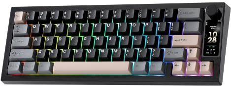 YUNZII IF68 Tastiera Meccanica Gaming Wireless QMK/VIA 65% Layout | 65% Layout, Tastiera Wireless con Schermo TFT e Manopola, Bluetooth/2.4G/USB-C, Hot Swap, PBT, RGB US QWERTY Keyboard