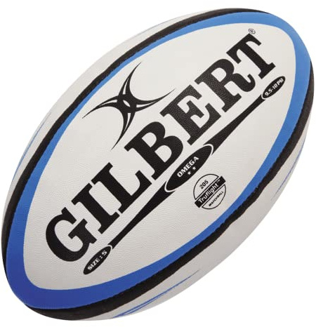Gilbert Omega Ballon de rugby de match pour homme Bleu / Noir Taille 4