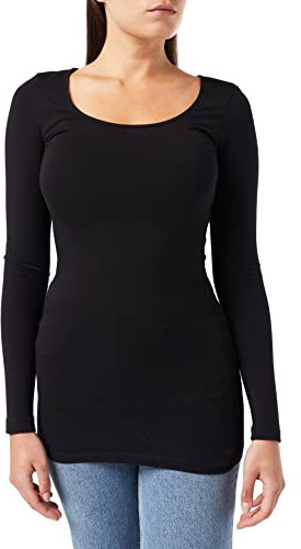 VERO MODA Womens LS Long U Neck T-Shirt Black 12