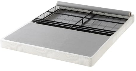 ZINUS No Assembly Metal Box Spring / 4 Inch Grey Mattress Foundation / Sturdy Metal Structure, Queen
