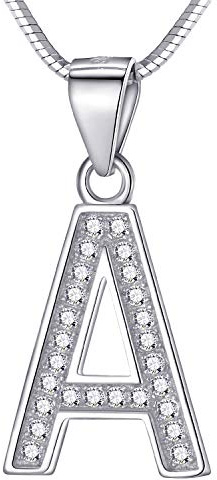 Morella Damen Halskette und Verschiedene Buchstaben Anhänger zur Auswahl aus 925 Silber rhodiniert 45 cm lang