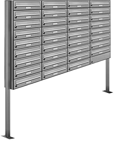 AL Briefkastensysteme 35er V2A Edelstahl Stand Briefkasten rostfrei als 35 Fach Briefkastenanlage Freistehend DIN A4 in Postkasten Design modern