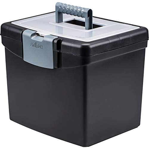 Storex Economy Portable File Box for Letter Size Hanging Files, Black (61502U01C)