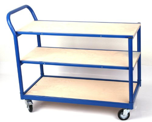 Transportwagen Professional 250 KG, Tischwagen 3 Böden, 100x50 cm, RAL 5017 blau
