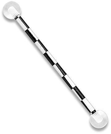 Tapsi´s Coolbodyart Industrial Piercing Barbell Chirurgenstahl Damen & Herren [Schachbrett] 35mm | Industrial Barbell | Barbell Piercing Ohr | Ohrpiercing Stab | CBABSPA01-09
