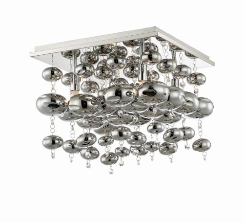 Lindby Glas Deckenlampe, Deckenleuchte Glaskugel Glaskristalle 4x G9 ohne Leuchtmittel Wohnzimmerlampe Schlafzimmerlampe Esszimmerlampe Büro