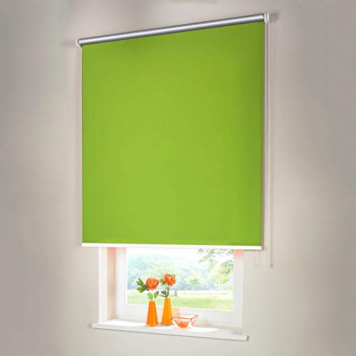 Sonnenschutz-HH® - Seitenzugrollo Verdunkelungsrollo Thermorollo - Außenmaß Breite 100 x 250 cm Höhe Limone - Lichtundurchlässig Rollo für Abdunkelung Kettenzugrollo inkl. Universalträger