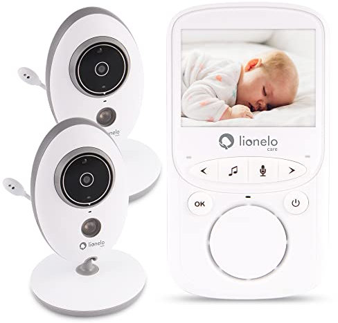 Lionelo Babyline 5.1 Babyphone mit Kamera Zweiwege-Kommunikation, Reichweite von 300 Meter, Zwei Kameras im Set, Nachtmodus, VOX-System, Warnsystem, 8 Melodien, Innenbereich