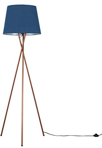 MiniSun | Modern Copper Metal Tripod Floor Lamp with a Navy Blue Tapered Shade | Floor Lamps & Torchieres, Home Décor, Improvement & Lifestyle Essential