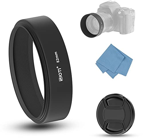 SIOTI Paraluce da 82 mm, trattamento anti-riflesso opaco ossidante, in lega di alluminio, con 1 copriobiettivo da 86 mm, compatibile con obiettivi Sony/Canon/Nikon/Fuji ecc. > 50 mm