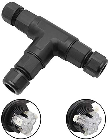 Exterior IP68 Waterproof Cable Connector 3 Pole T Shape Junction Box Push Clip, Non Screw, External Coupler Sleeve QCT1