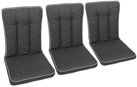 OUTLIV. Elegance Romeo, 3-Sitzer Bankauflage, Baumwolle/Polyester, hochwertig und komplett waschbar, jeweils 97x54x5 cm pro Auflage, anthrazit