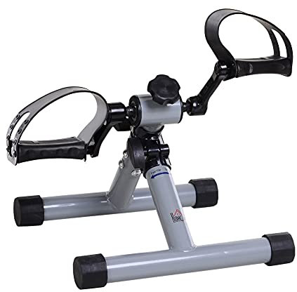 HOMCOM Mini Heimtrainer Beintrainer Fitness Pedaltrainer Armtrainer faltbar Mini-Bike stufenloser Widerstand für Hilfsrehabilitation und Mobilität Stahl Silbergrau 33 x 34 x 32 cm