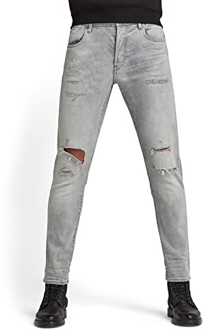 G-STAR RAW herr Jeans 3301 Slim, Grå (Vintage Ripped Oreon Grey C293-c297), 31W / 34L