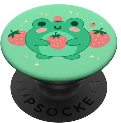 Kawaii Erdbeer-Frosch – niedlicher Retro, japanische Ästhetik PopSockets Klebender PopGrip