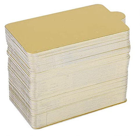 BORDSTRACT 100 Stück Tortenplatte Rechteckig, 10 × 6 cm Törtchen Untersetzer einweg Mousse Cake Gold Pads Lebensmittelecht für die Präsentation von Desserts Muffins, Kuchen, Kekse, Mousse (L)