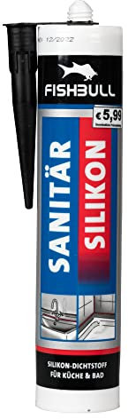 Fishbull Sanitär Silikon schwarz 300 ml Kartusche Dichtmasse für Fugen Bad & Küche