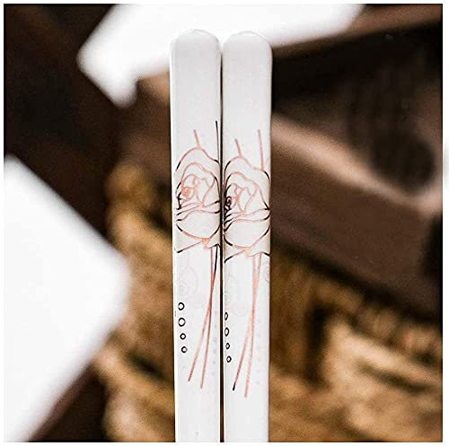 ZHANGDONG Palillos Chinos Palillos Sushi Palillos Coreanos 5 Pares de Palillos Chinos de Porcelana Blanca, Palillos Chinos de cerámica para Uso Familiar, Palillos para ollas Calientes de Fideos