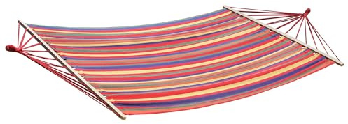Potenza Hängematte Baumwolle Stabhängematte XXL 220 x 160 für 2 Personen, Belastbarkeit bis 200 kg Doppelhängematte (Rot)