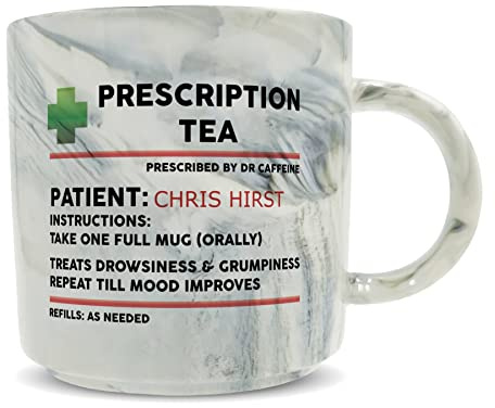 Hippowarehouse Personalised Name Tea Prescription Printed Mug Various Colour Options Ceramic Cup Kitchenware 11oz