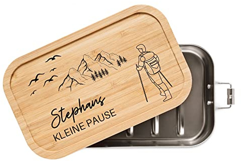 ABENTEUERNAH - Personalisierte Brotdose für Erwachsene - Individuelle und Robuste Edelstahl Brotdose mit Namen - Personalisierte Geschenke für Männer (Kleine Lunchbox 750 ml)