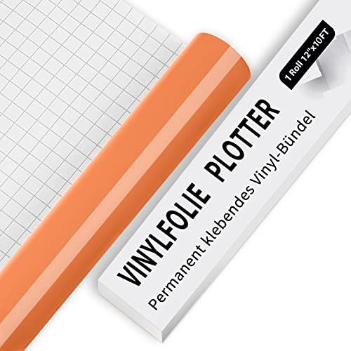 IModeur Vinylfolie Plotter - 30,5 x 305 cm Glänzend Orange Plotterfolie Vinyl für Silhouette Cameo, die meisten Schneidemaschine