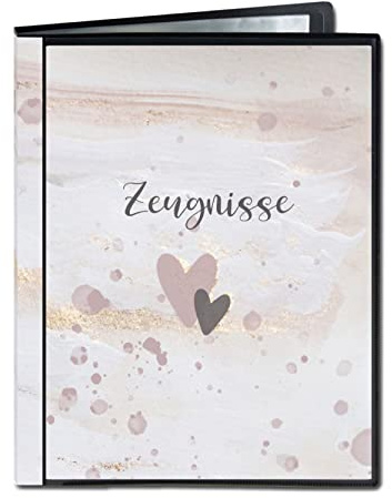 Minilino Zeugnismappe 20 Premium Klarsichthüllen A4 [SCHUTZ UND AUFBEWAHRUNG VON ZEUGNISSEN] Dokumentenmappe für Unterlagen in der Grundschule | Ordner für Zeugnisse (Aquarell rosa)