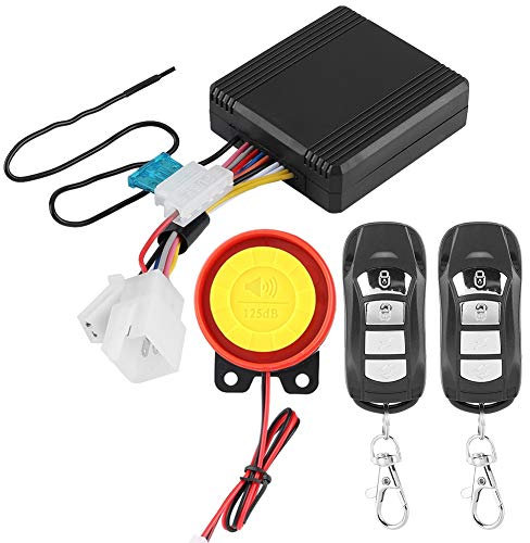 TKSE Motorcycle Alarm System, 12V Universal Motorcycle Wireless Anti-Theft Security System with 2 Remote Control 1-5 Level Sensitivity Adjustable for Motorbike