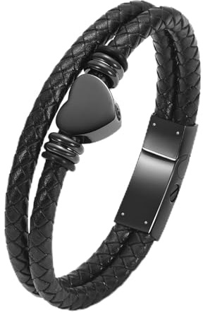 Minicremation Einäscherungsschmuck für Asche Urnenarmband Verschluss Perlen Rindsleder mehrschichtige geflochtene Leder Urnenarmband für Männer Frauen