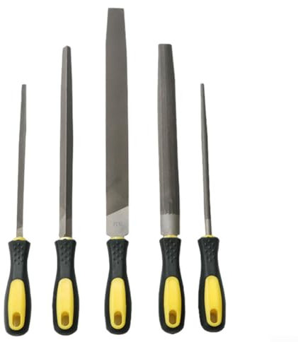 Juego de 5 limas de dientes finos, juego de limas de aguja, 8 pulgadas, semicircular, redondo, plano, cuadrado, triangular, formas para metal, madera, vidrio
