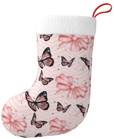 WURTON Weihnachtsstrumpf Schmetterling rosa Weihnachtsstrumpf für Party Dekor Familie Urlaub hängende Strumpf