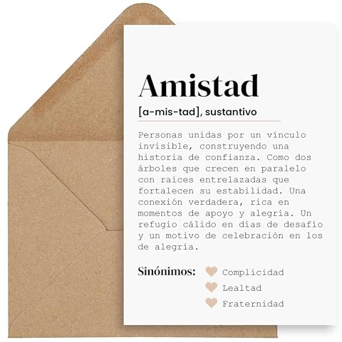 CONTRAXT Tarjeta regalo original amiga o amigo. Regalos originales tarjeta postal definicion de amistad detalles cumpleaños amiga amigo hombre mujer compañera