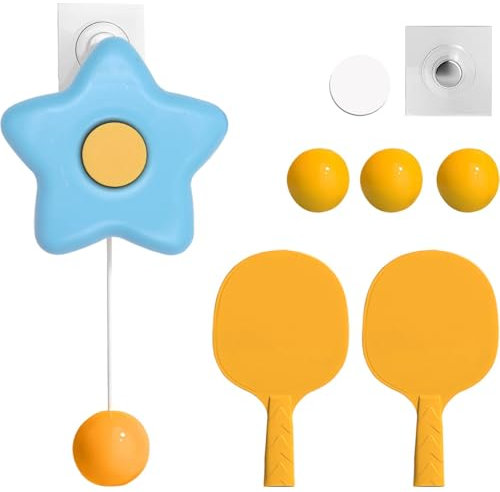 Alnicov Tischtennis Trainer Set Zum Aufhängen Im Innenbereich, Verstellbares Hängetischtennis Indoor Tischtennis Mit Klebehaken Set