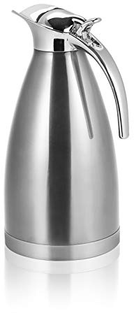 aqxreight Stainless Steel Coffee Pot, Double Wall Vacuum Insulated Jug Hot Water Bottle, Operate with One Hand, Comfortable Zinc Alloy Handle, Storing and Serving (2L)