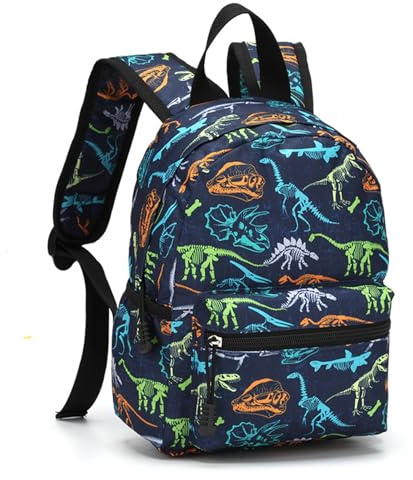 Morbuy Kids School Backpack Boys Girls, Cartoon Print Black Travel School Bags, Laptop Backpack for Teenage Lightweight Causal Water Resistant Bookbag College Daypack (Dinosaur)