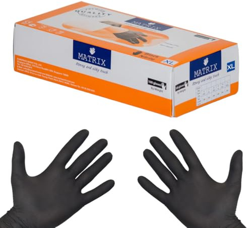 daybays 100 Stück Einmal Einweg Nitrilhandschuhe XL Schwarz Einweghandschuhe Einmalhandschuhe Nitril Sterile Handschuhe Black Disposable Gloves Latexfrei Puderfrei (XL, 100 Stück)