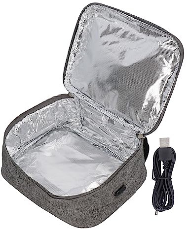 Scaldavivande Portatile, Borsa per il Pranzo Riscaldata Tramite USB, Scaldavivande per Auto, Contenitore per il Pranzo Riscaldato in Tessuto Oxford, Mini Scaldavivande da