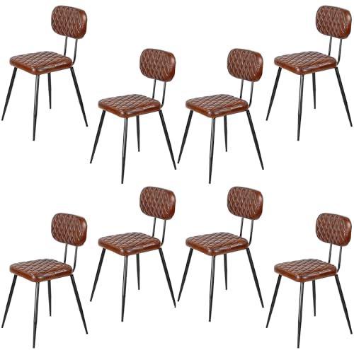 Casa Moro Esszimmerstühle 8er Set Braun Esszimmer Stuhl Leder Wartezimmer-Stühle Lederstuhl Polsterstuhl Essstühle